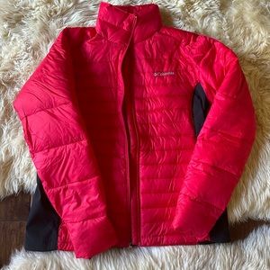 Columbia Womens Powder Pillow Hybrid jacket size large red like new!